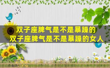 双子座脾气是不是暴躁的 双子座脾气是不是暴躁的女人